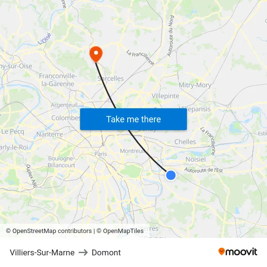 Villiers-Sur-Marne to Domont map