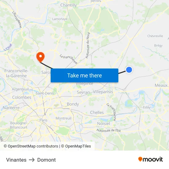 Vinantes to Domont map