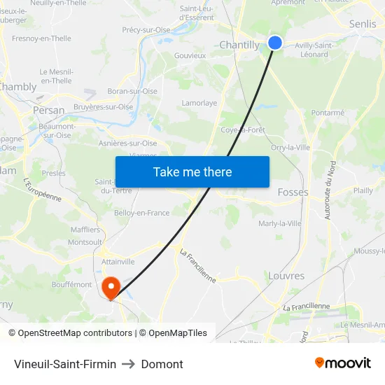 Vineuil-Saint-Firmin to Domont map
