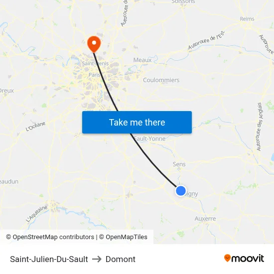 Saint-Julien-Du-Sault to Domont map