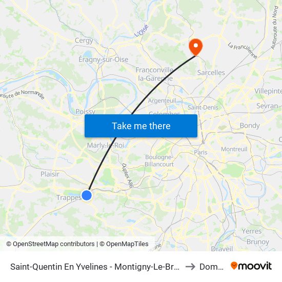 Saint-Quentin En Yvelines - Montigny-Le-Bretonneux to Domont map