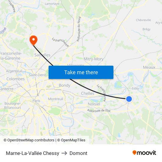 Marne-La-Vallée Chessy to Domont map