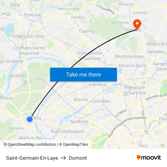 Saint-Germain-En-Laye to Domont map