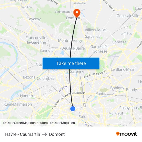 Havre - Caumartin to Domont map