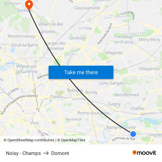 Noisy - Champs to Domont map