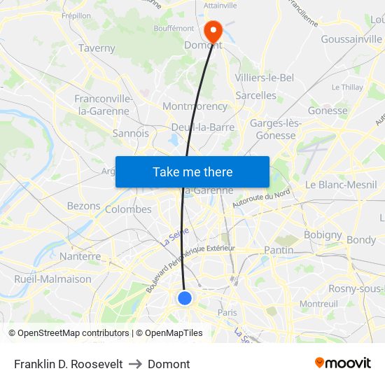 Franklin D. Roosevelt to Domont map