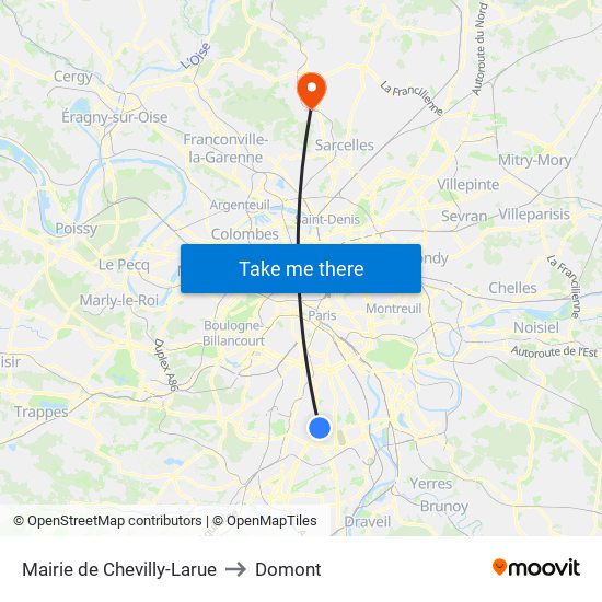 Mairie de Chevilly-Larue to Domont map
