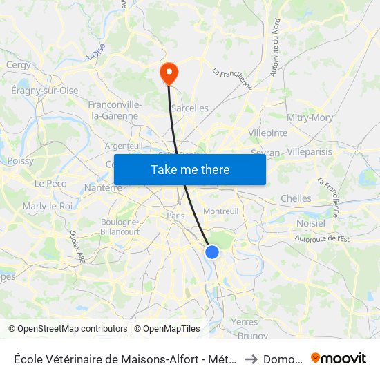 École Vétérinaire de Maisons-Alfort - Métro to Domont map