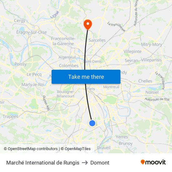 Marché International de Rungis to Domont map