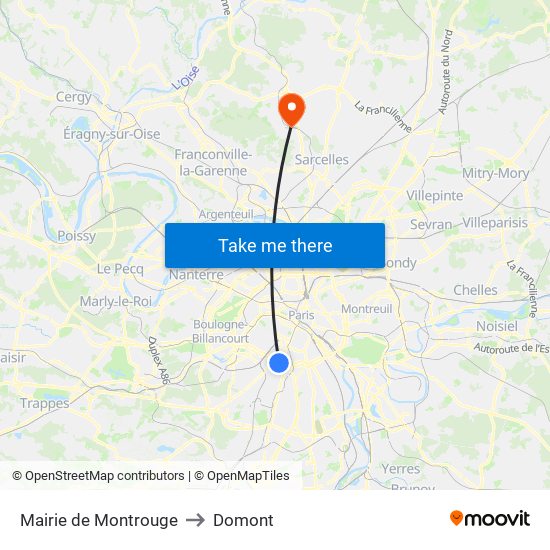 Mairie de Montrouge to Domont map