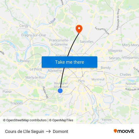 Cours de L'Ile Seguin to Domont map
