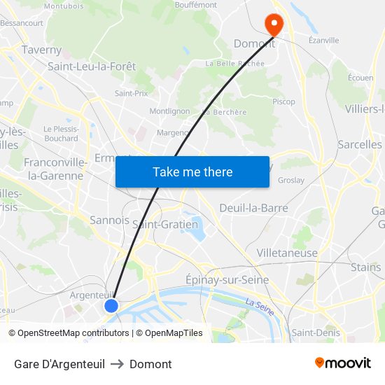 Gare D'Argenteuil to Domont map