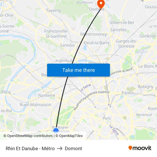 Rhin Et Danube - Métro to Domont map