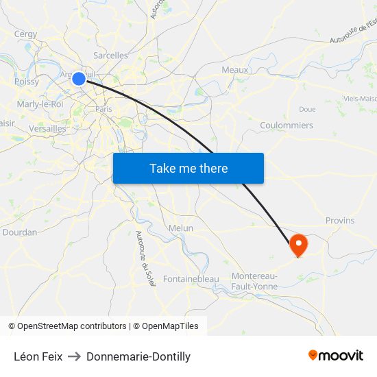 Léon Feix to Donnemarie-Dontilly map