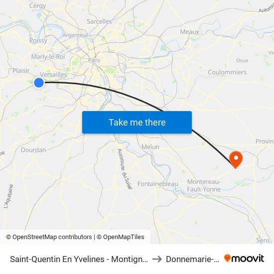 Saint-Quentin En Yvelines - Montigny-Le-Bretonneux to Donnemarie-Dontilly map