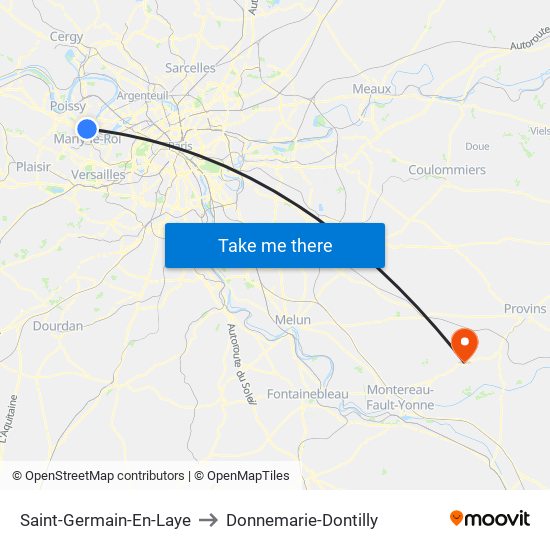 Saint-Germain-En-Laye to Donnemarie-Dontilly map