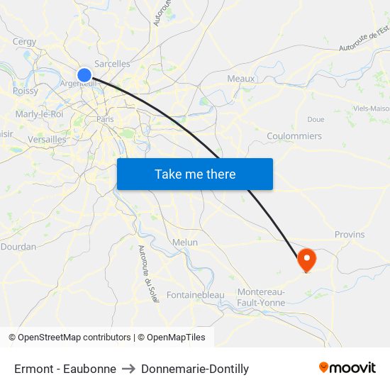 Ermont - Eaubonne to Donnemarie-Dontilly map