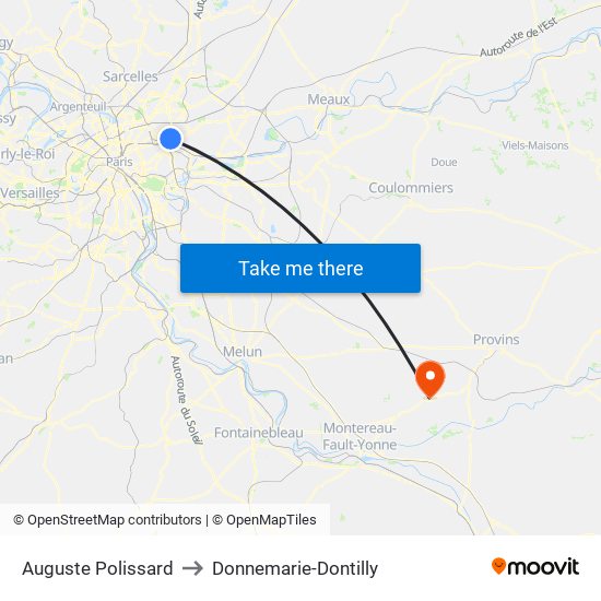 Auguste Polissard to Donnemarie-Dontilly map