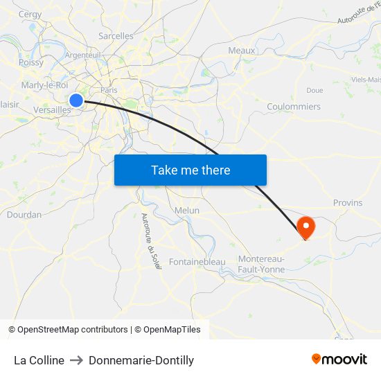 La Colline to Donnemarie-Dontilly map