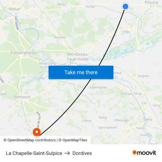 La Chapelle-Saint-Sulpice to Dordives map