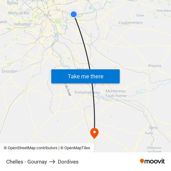 Chelles - Gournay to Dordives map