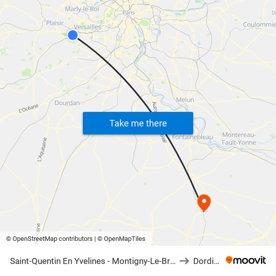 Saint-Quentin En Yvelines - Montigny-Le-Bretonneux to Dordives map