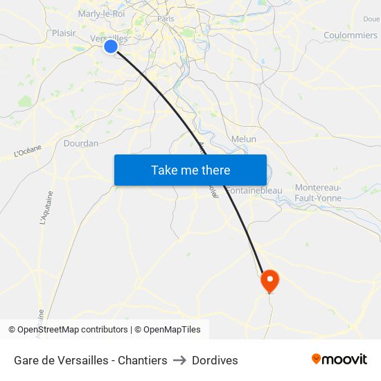 Gare de Versailles - Chantiers to Dordives map
