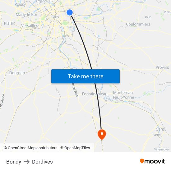 Bondy to Dordives map