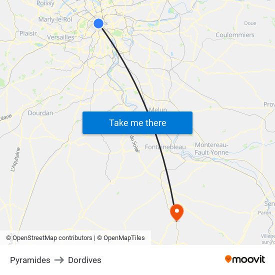 Pyramides to Dordives map