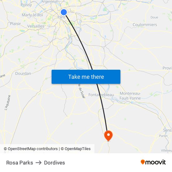 Rosa Parks to Dordives map