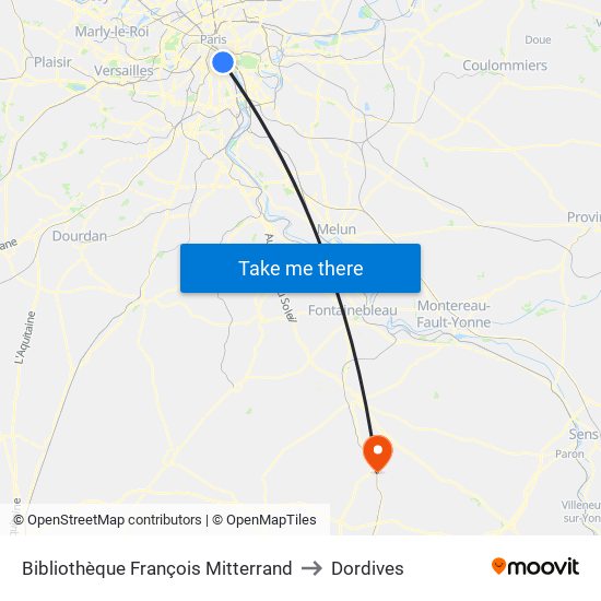 Bibliothèque François Mitterrand to Dordives map