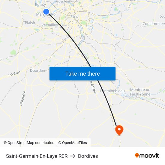 Saint-Germain-En-Laye RER to Dordives map
