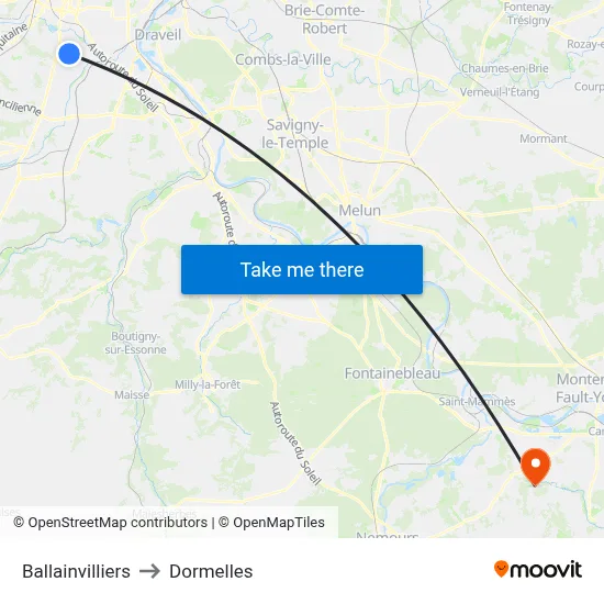 Ballainvilliers to Dormelles map