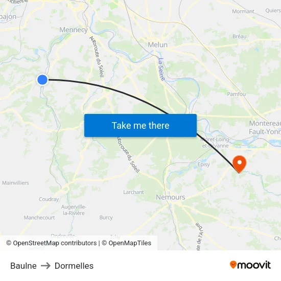 Baulne to Dormelles map