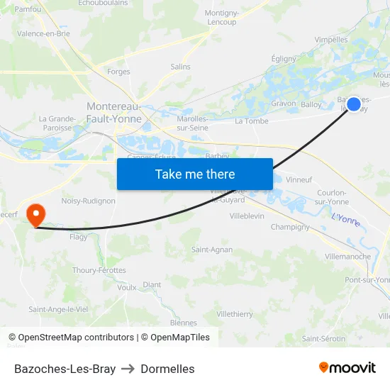 Bazoches-Les-Bray to Dormelles map