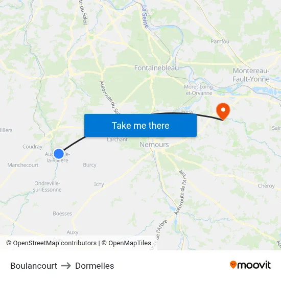Boulancourt to Dormelles map