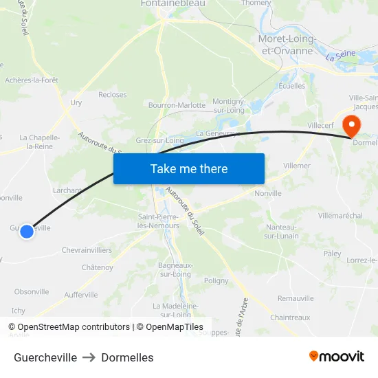 Guercheville to Dormelles map