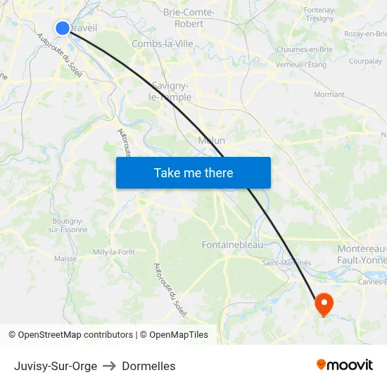 Juvisy-Sur-Orge to Dormelles map