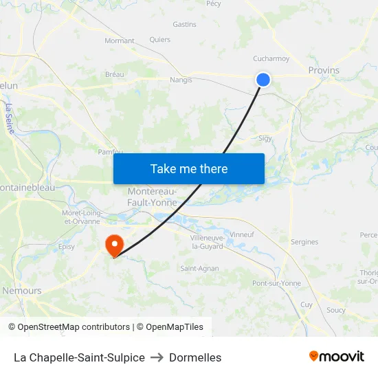La Chapelle-Saint-Sulpice to Dormelles map