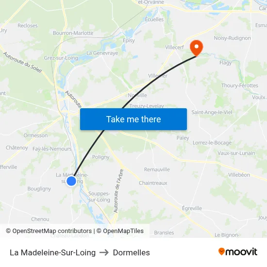 La Madeleine-Sur-Loing to Dormelles map
