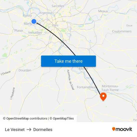 Le Vesinet to Dormelles map