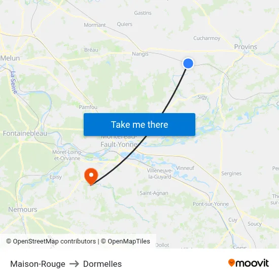 Maison-Rouge to Dormelles map