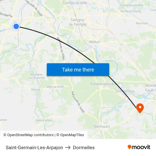 Saint-Germain-Les-Arpajon to Dormelles map
