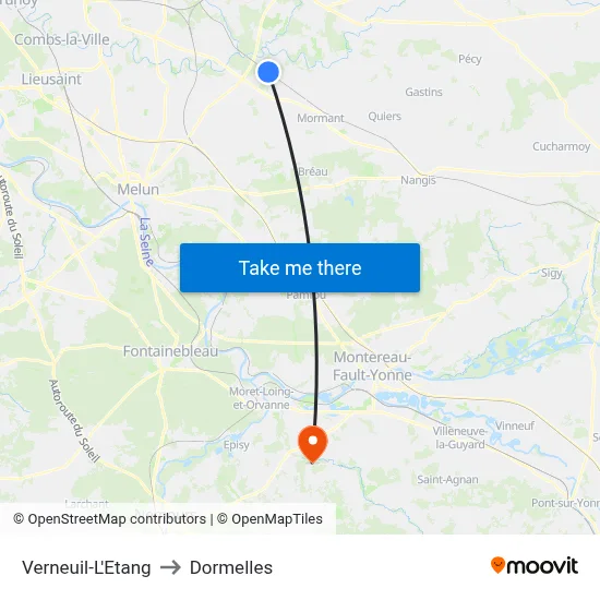 Verneuil-L'Etang to Dormelles map