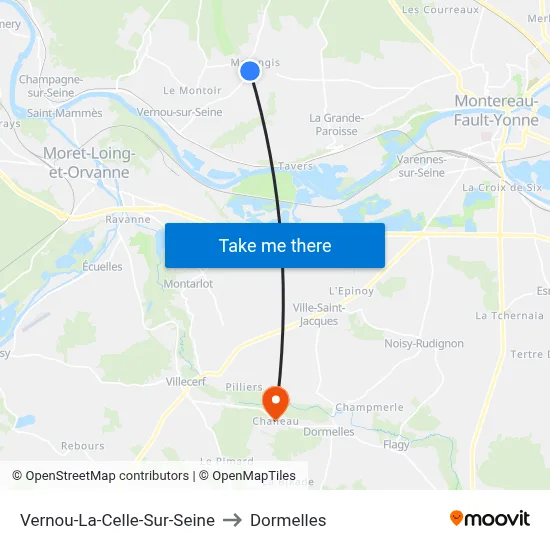 Vernou-La-Celle-Sur-Seine to Dormelles map