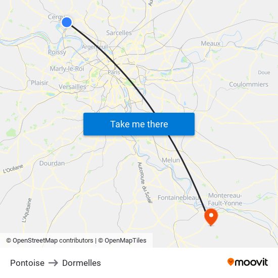 Pontoise to Dormelles map