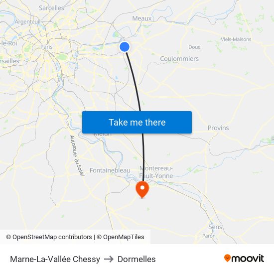 Marne-La-Vallée Chessy to Dormelles map