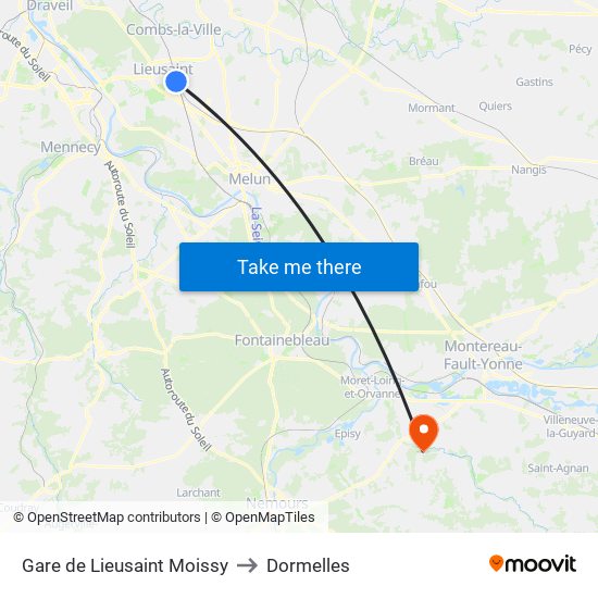 Gare de Lieusaint Moissy to Dormelles map