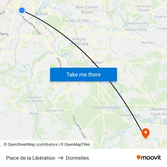 Place de la Libération to Dormelles map