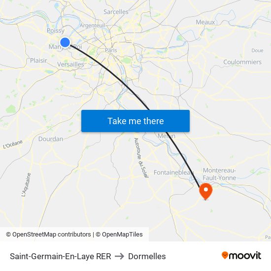 Saint-Germain-En-Laye RER to Dormelles map